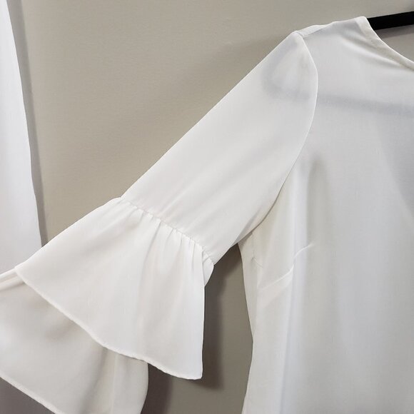 Lilly Morgan * Chiffon Ruffle Sleeve Blouse * Sz S - Picture 5 of 10